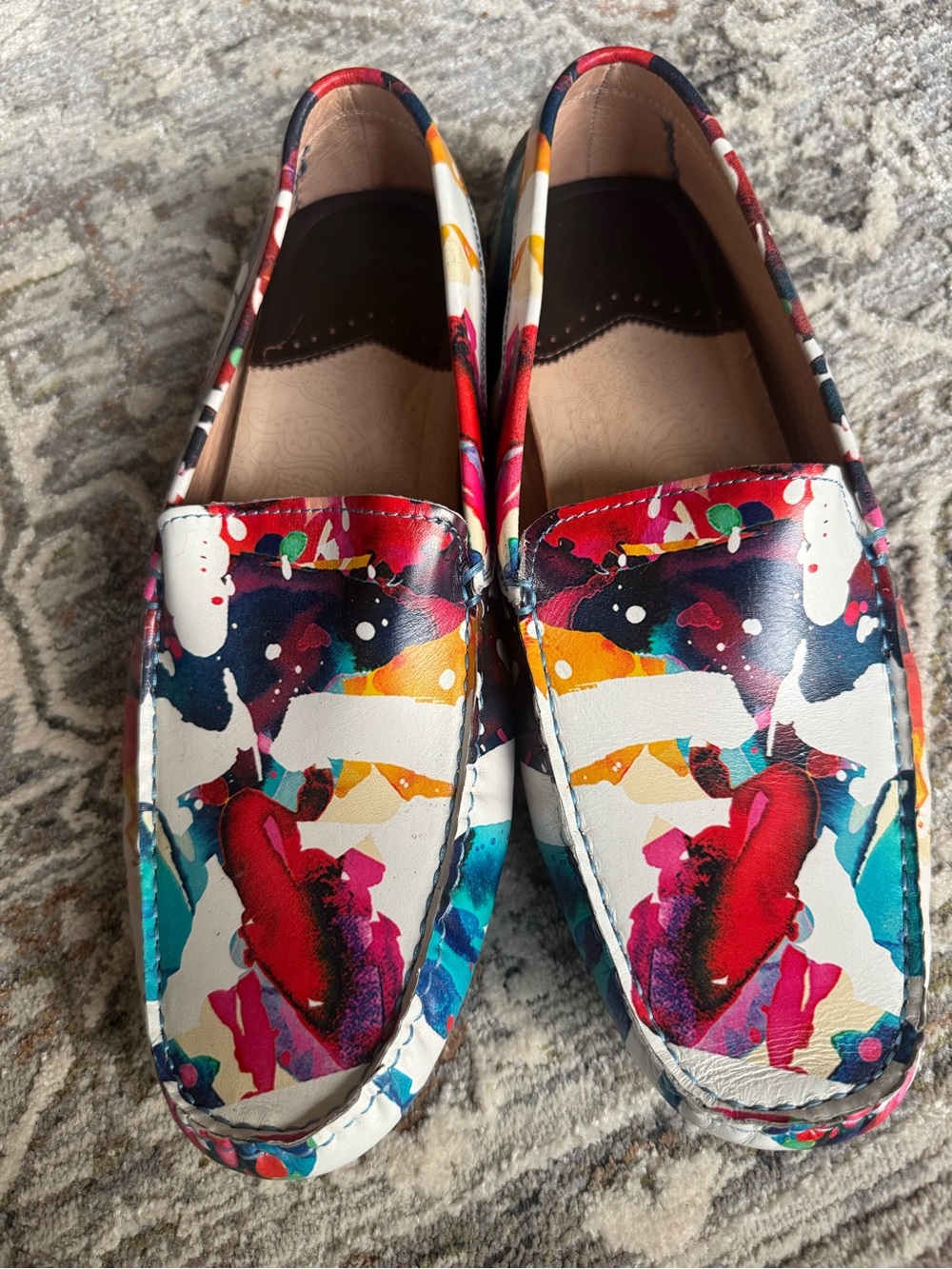 Robert Graham Multicolor Abstract Print Leather Loafers